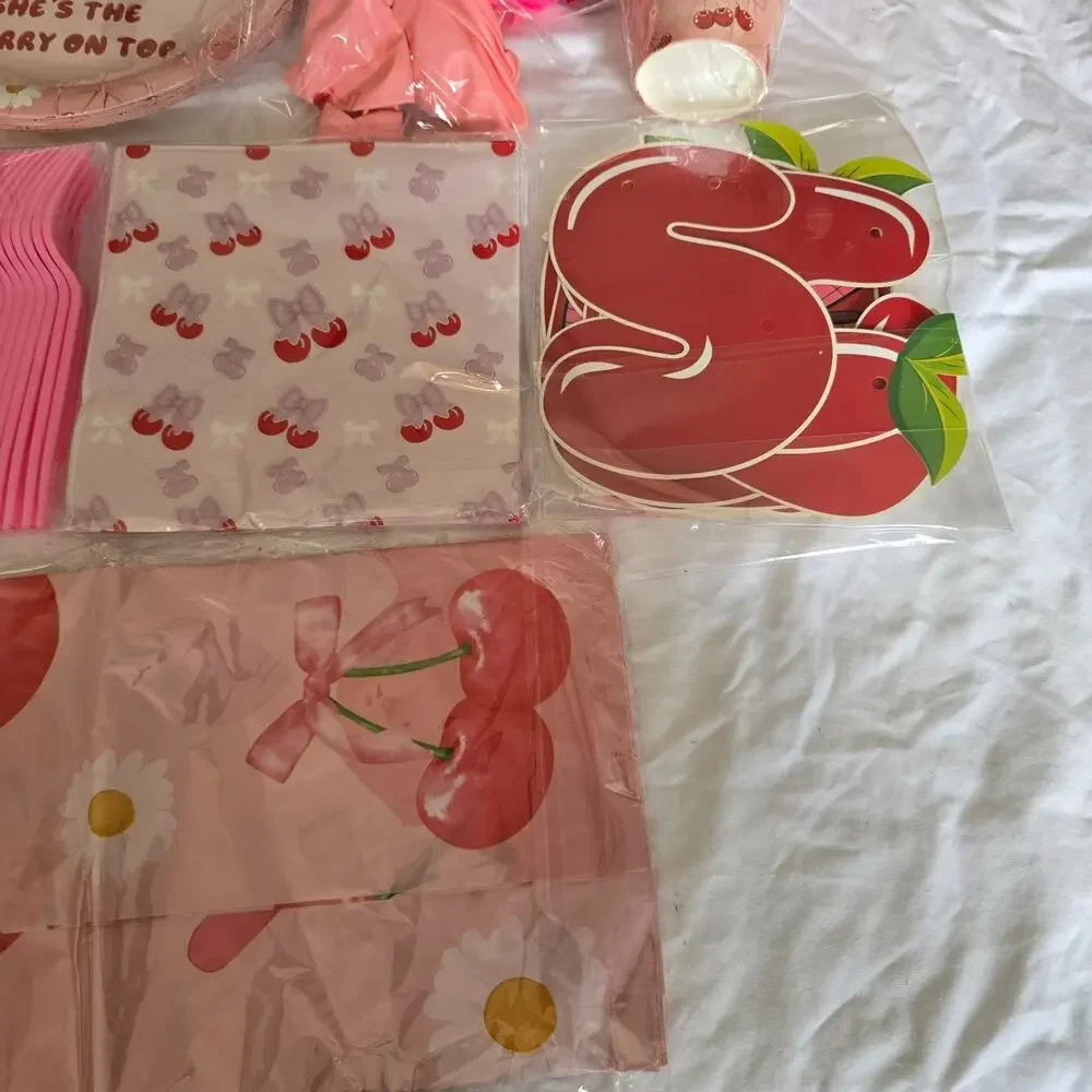 Cherry Theme Party Supplies Set She's The Cherry on Top Over 100 Pieces New